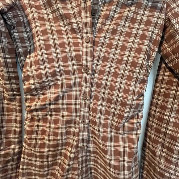 Plaid Brown Women's Dress - Picture 3 of 9